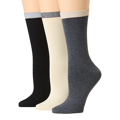 Mixit Essentials Womens 3 Pair Crew Socks In Black