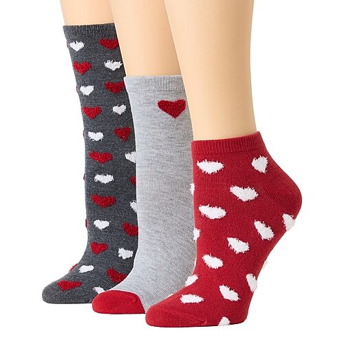 Mixit Holiday Socks Womens 3 Pair Quarter Ankle Socks In Gray