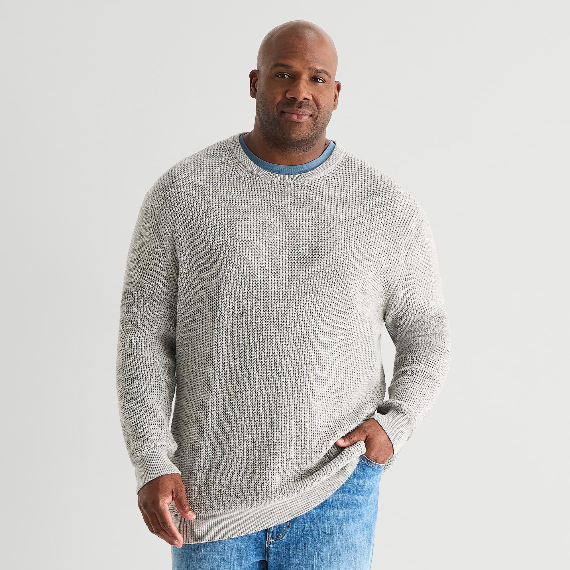 mutual weave Big and Tall Mens Crew Neck Long Sleeve Pullover Sweater