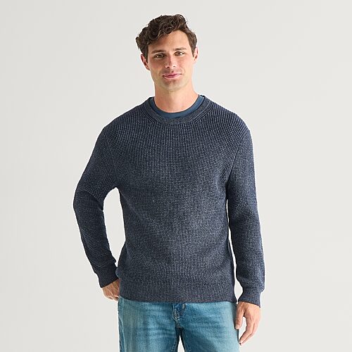 Mutual Weave Mens Crew Neck Long Sleeve Polo Sweater In Blue