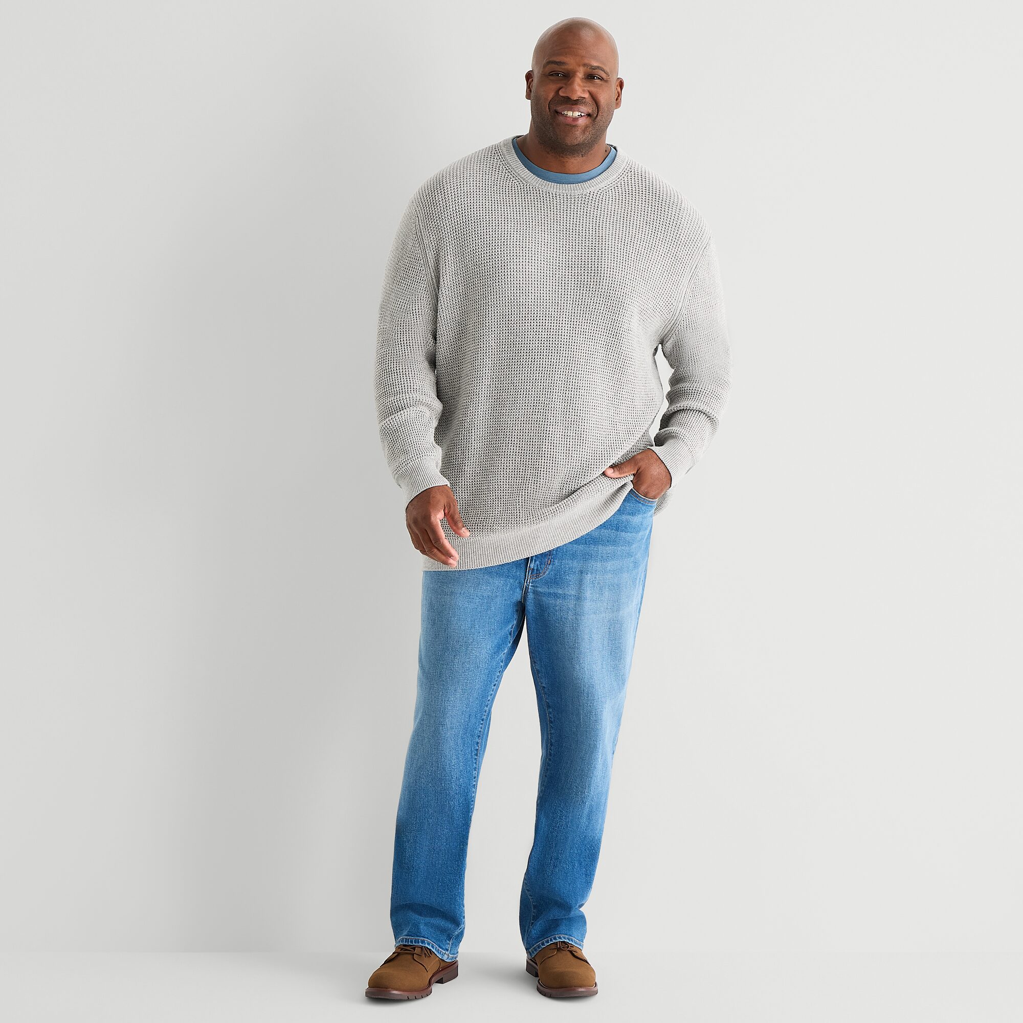 mutual weave Big and Tall Mens Crew Neck Long Sleeve Pullover Sweater