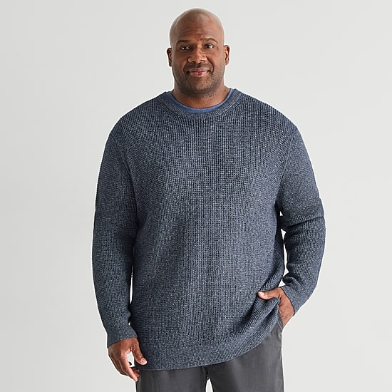 mutual weave Big and Tall Mens Crew Neck Long Sleeve Pullover Sweater