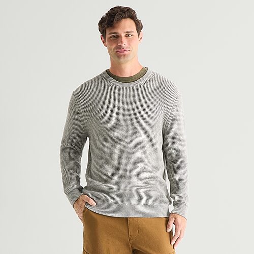 Mutual Weave Mens Crew Neck Long Sleeve Polo Sweater In Green