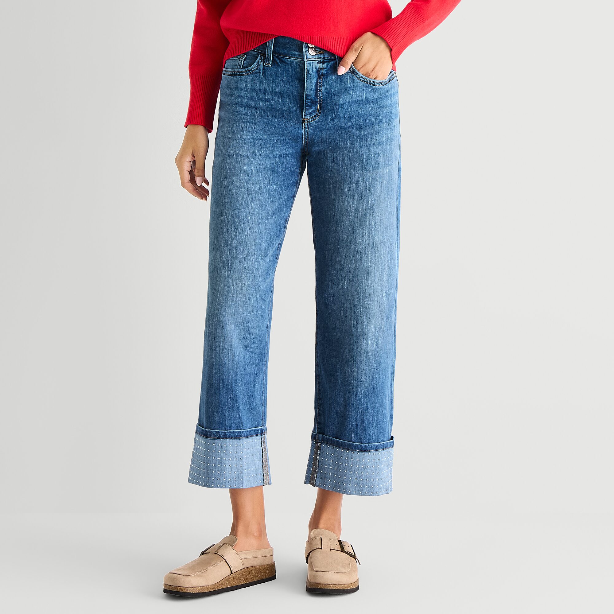 St. John's Bay Womens Mid Rise Wide Leg Jean