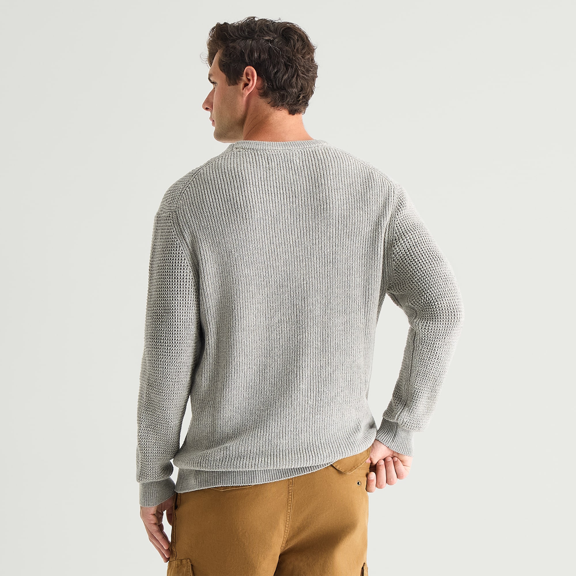 mutual weave Mens Crew Neck Long Sleeve Polo Sweater