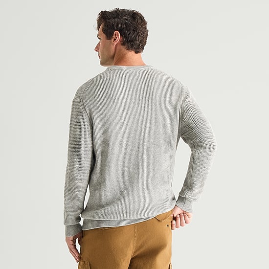 mutual weave Mens Crew Neck Long Sleeve Polo Sweater