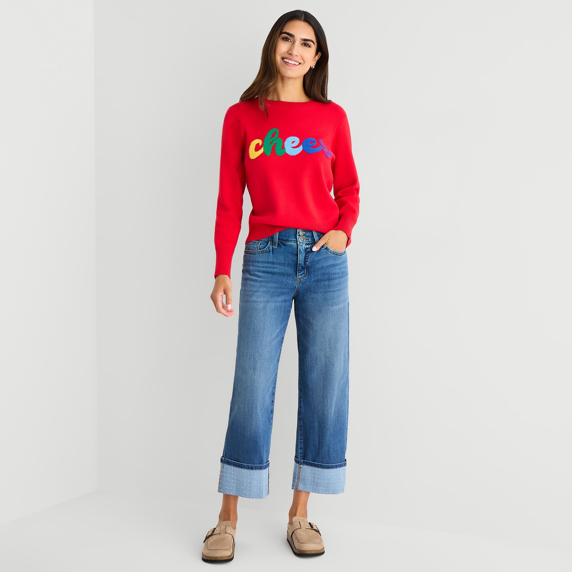 St. John's Bay Womens Mid Rise Wide Leg Jean