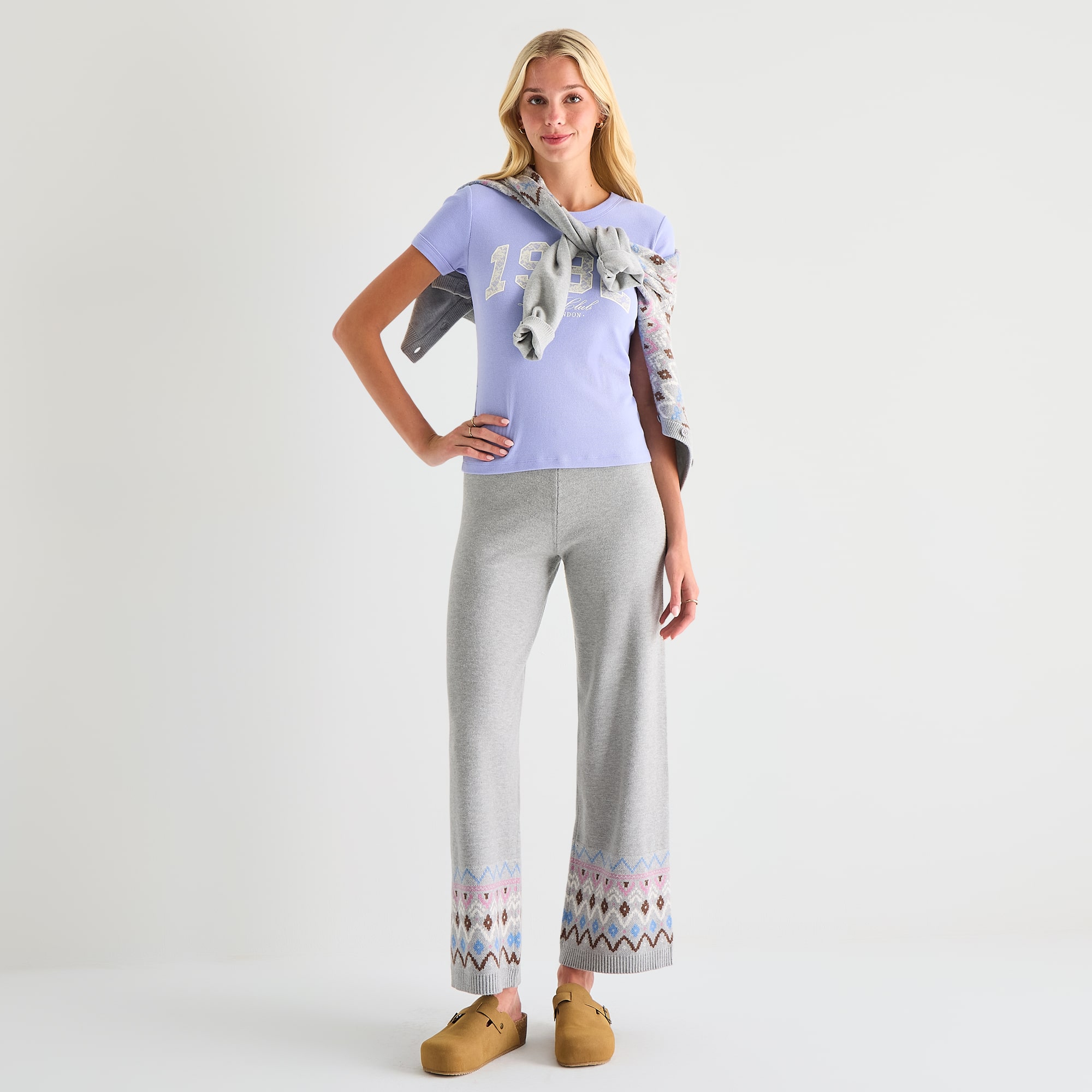Arizona Womens Juniors Wide Leg Mid Rise Pull-On Pant