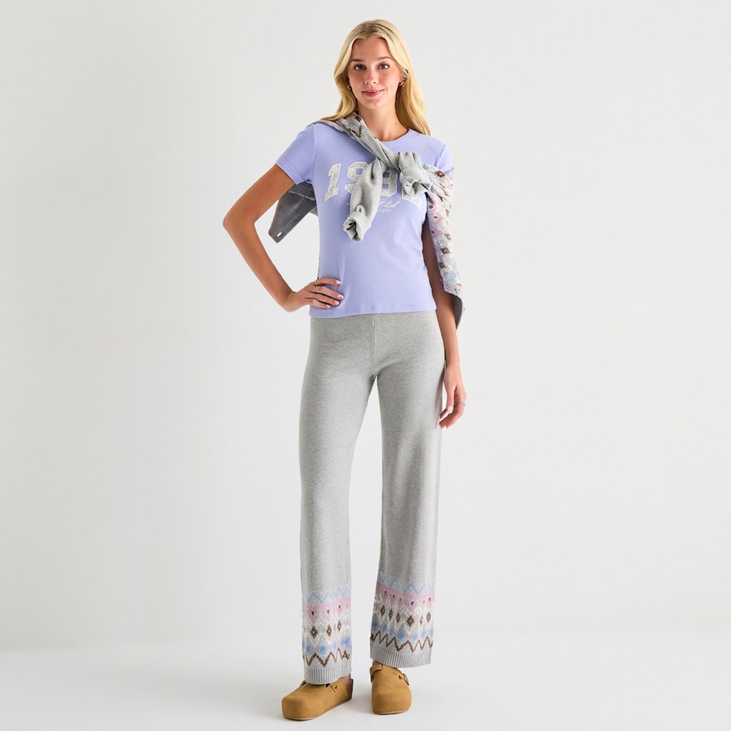 Arizona Womens Juniors Wide Leg Mid Rise Pull-On Pant