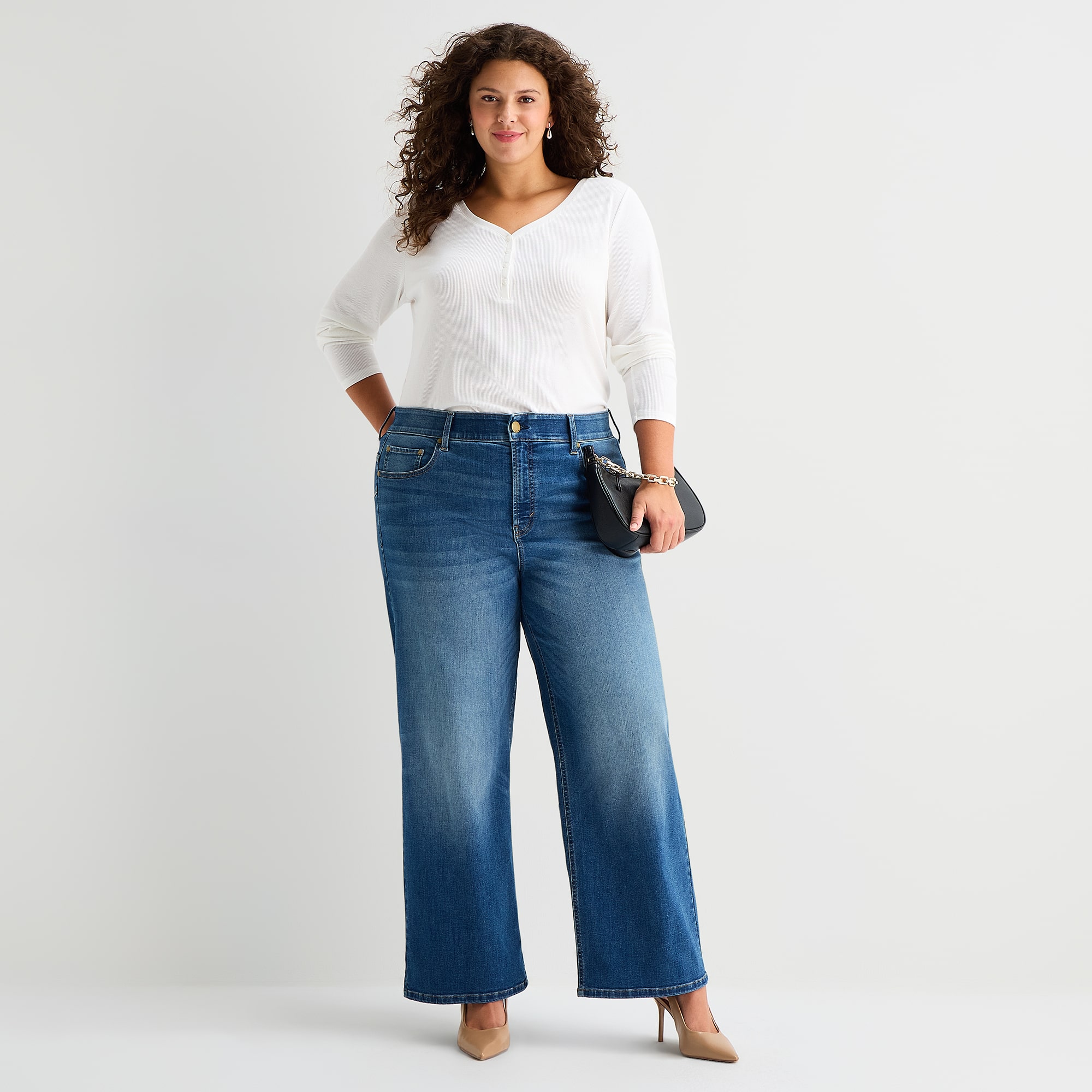 A.N.A Womens High Rise Wide Leg Jean