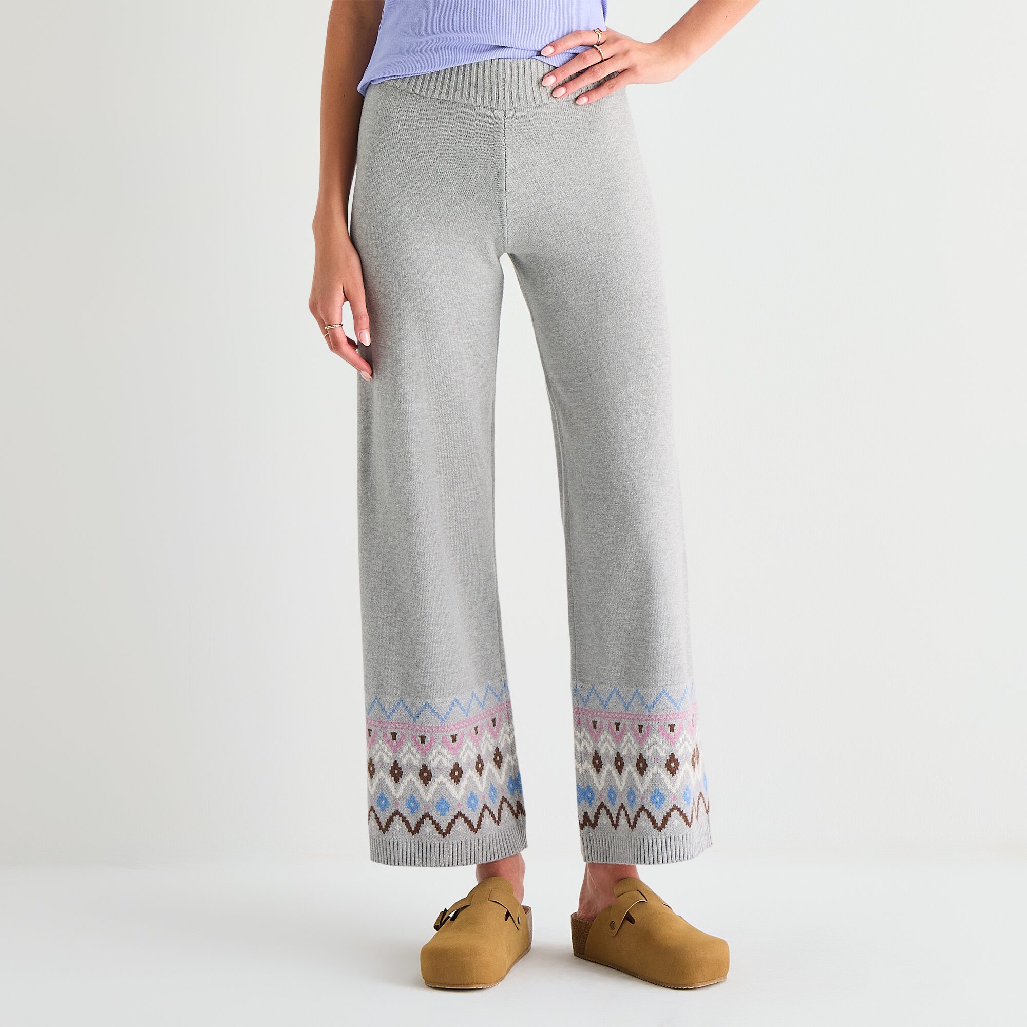 Arizona Womens Juniors Wide Leg Mid Rise Pull-On Pant