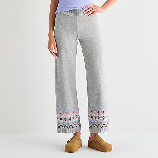 Arizona Womens Juniors Wide Leg Mid Rise Pull-On Pant