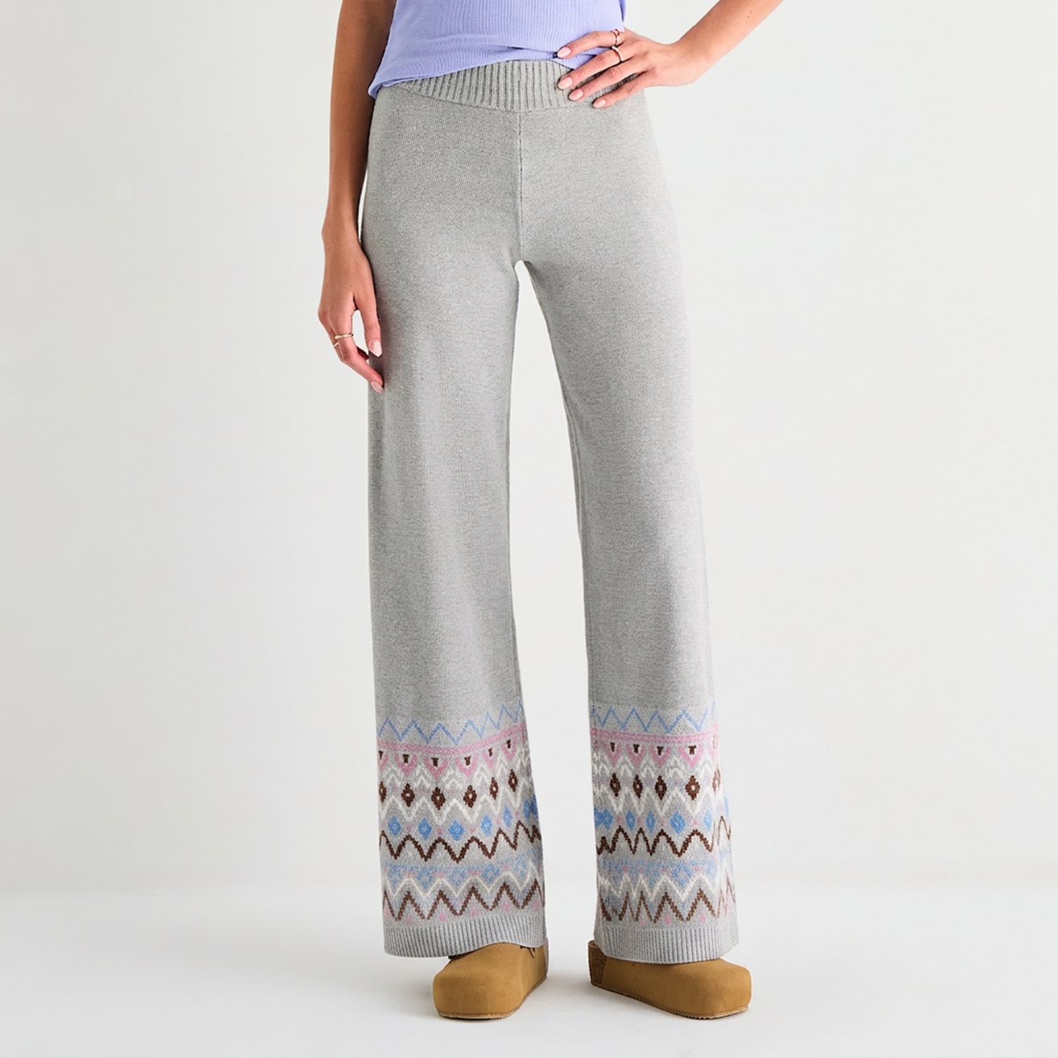 Arizona Womens Juniors Wide Leg Mid Rise Pull-On Pant