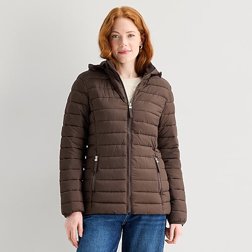 St. John's Bay Womens Petite Jacket In Brown