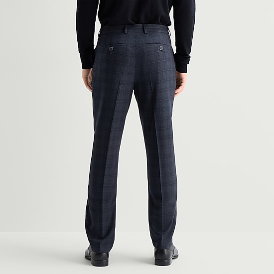 J. Ferrar 4 Way Stretch Plaid Mens Straight Fit Dress Flat Front Pant