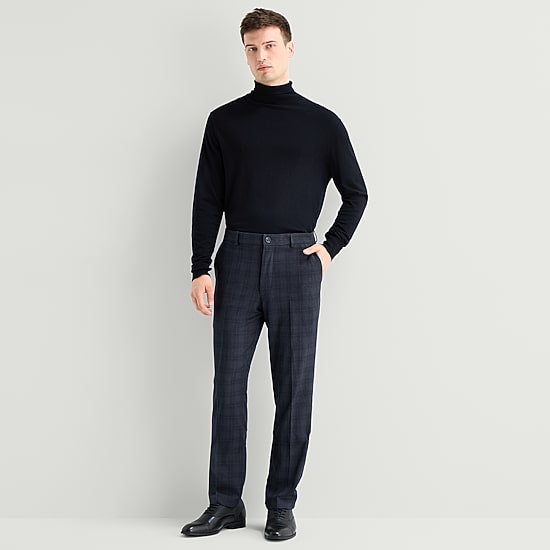 J. Ferrar 4 Way Stretch Plaid Mens Straight Fit Dress Flat Front Pant