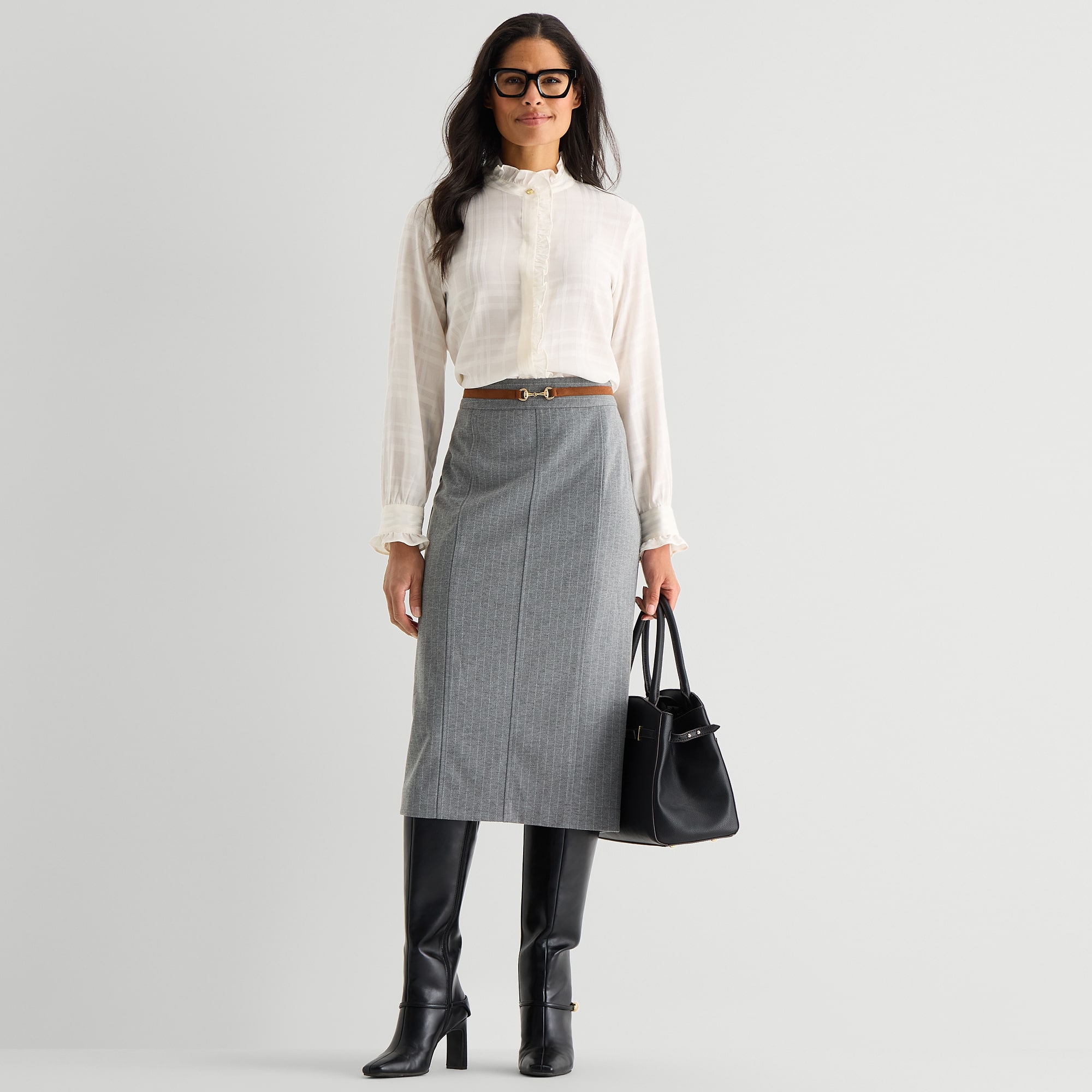 Liz Claiborne Womens Mid Rise Midi Pencil Skirt