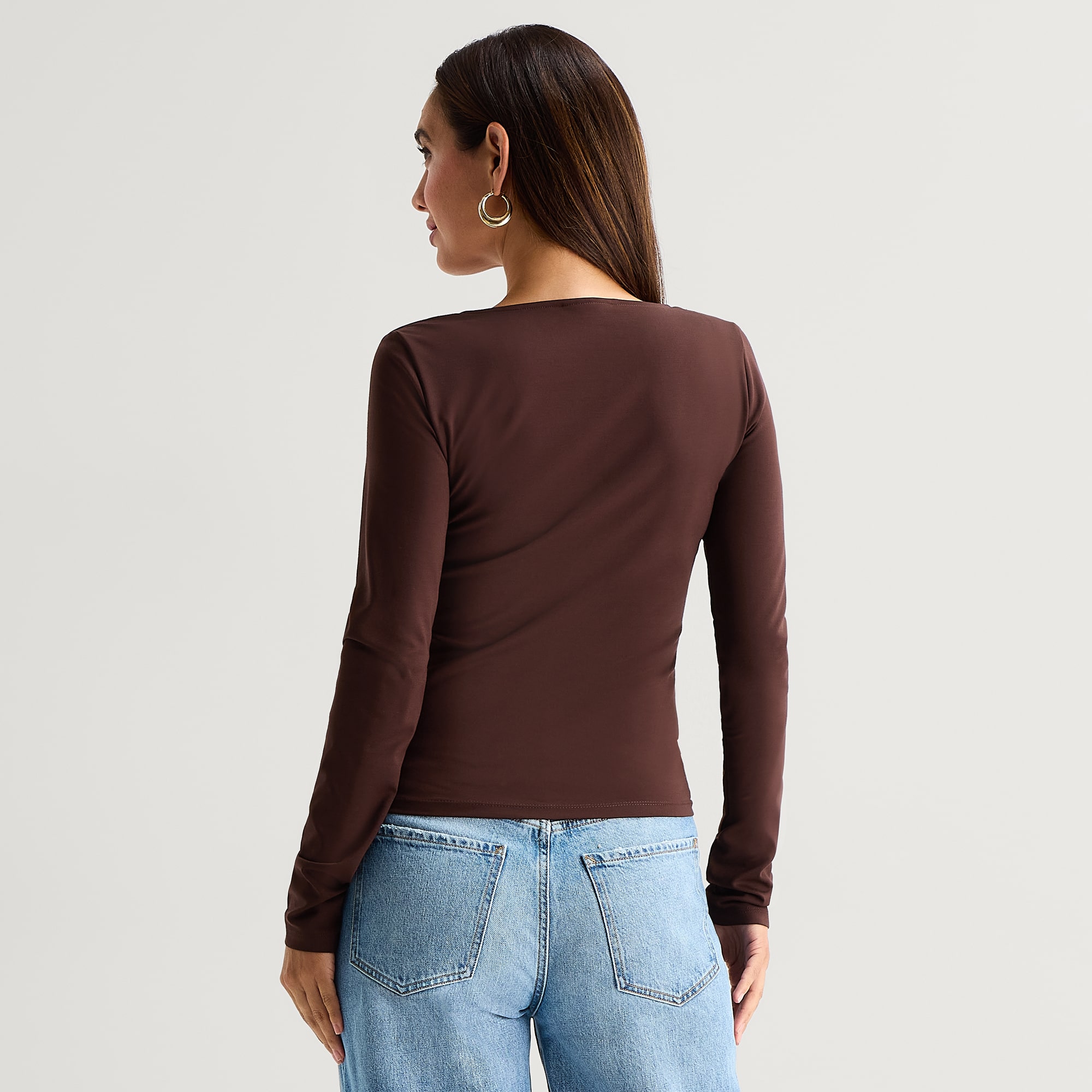 Bold Elements Womens Square Neck Long Sleeve T-Shirt
