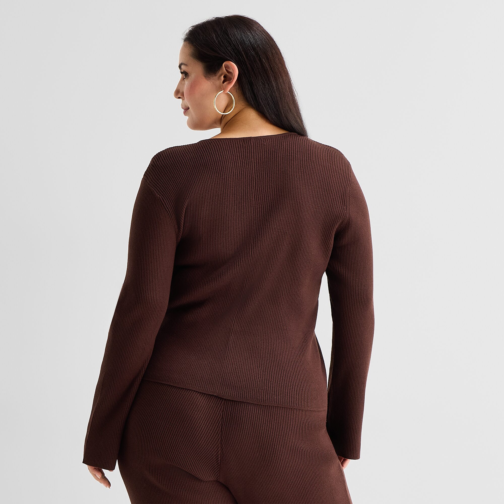 Bold Elements Plus Womens V Neck Long Sleeve Pullover Sweater