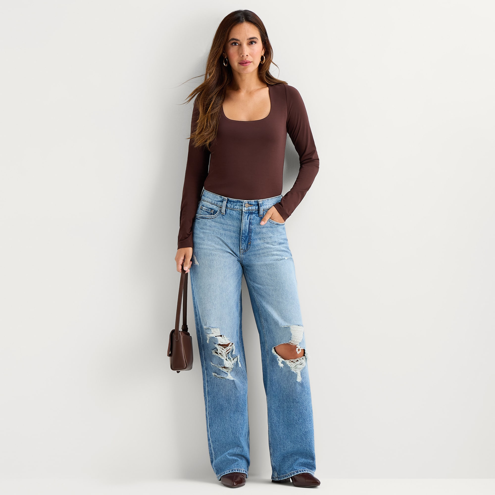 Bold Elements Womens Square Neck Long Sleeve T-Shirt