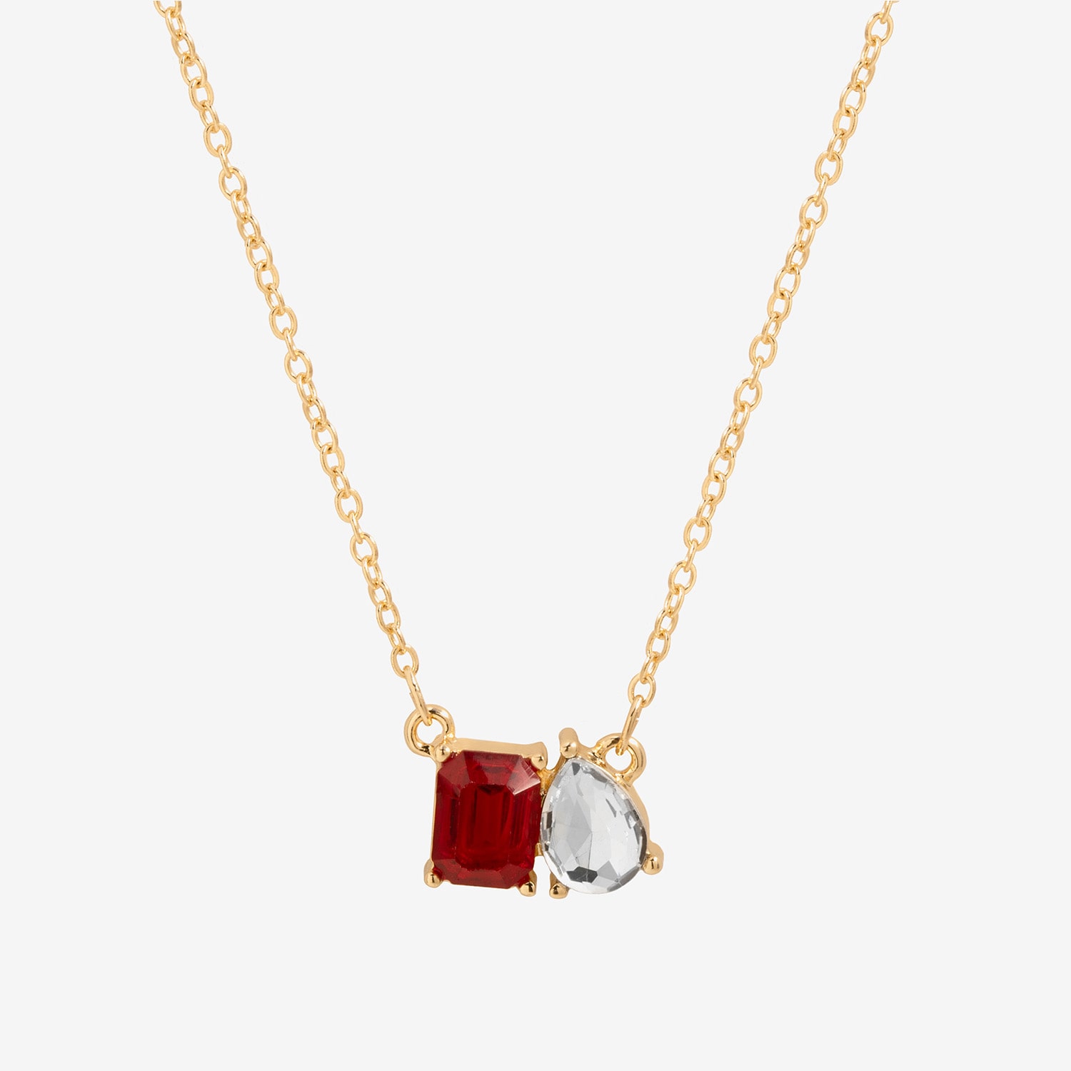 Bijoux Bar Womens Red Glass Square 16 Inch Pendant Necklace