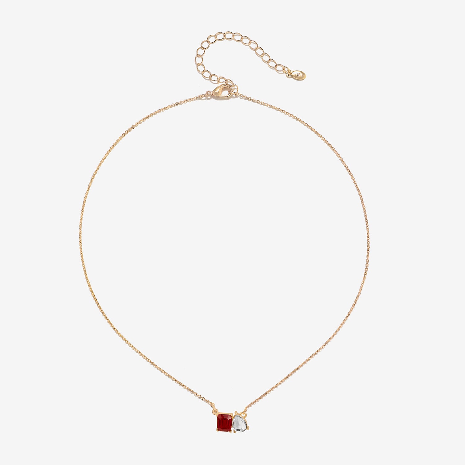 Bijoux Bar Womens Red Glass Square 16 Inch Pendant Necklace