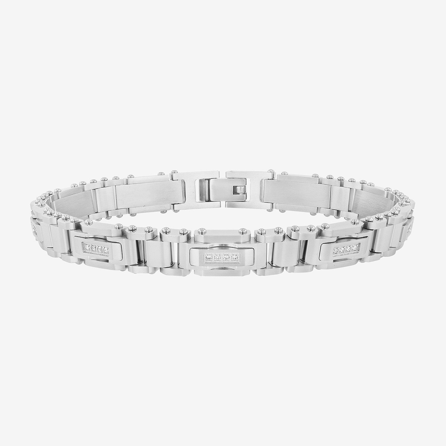 (H-I / I2-I3) Mens Stainless Steel Solid 8 3/4 Inch Link Bracelet