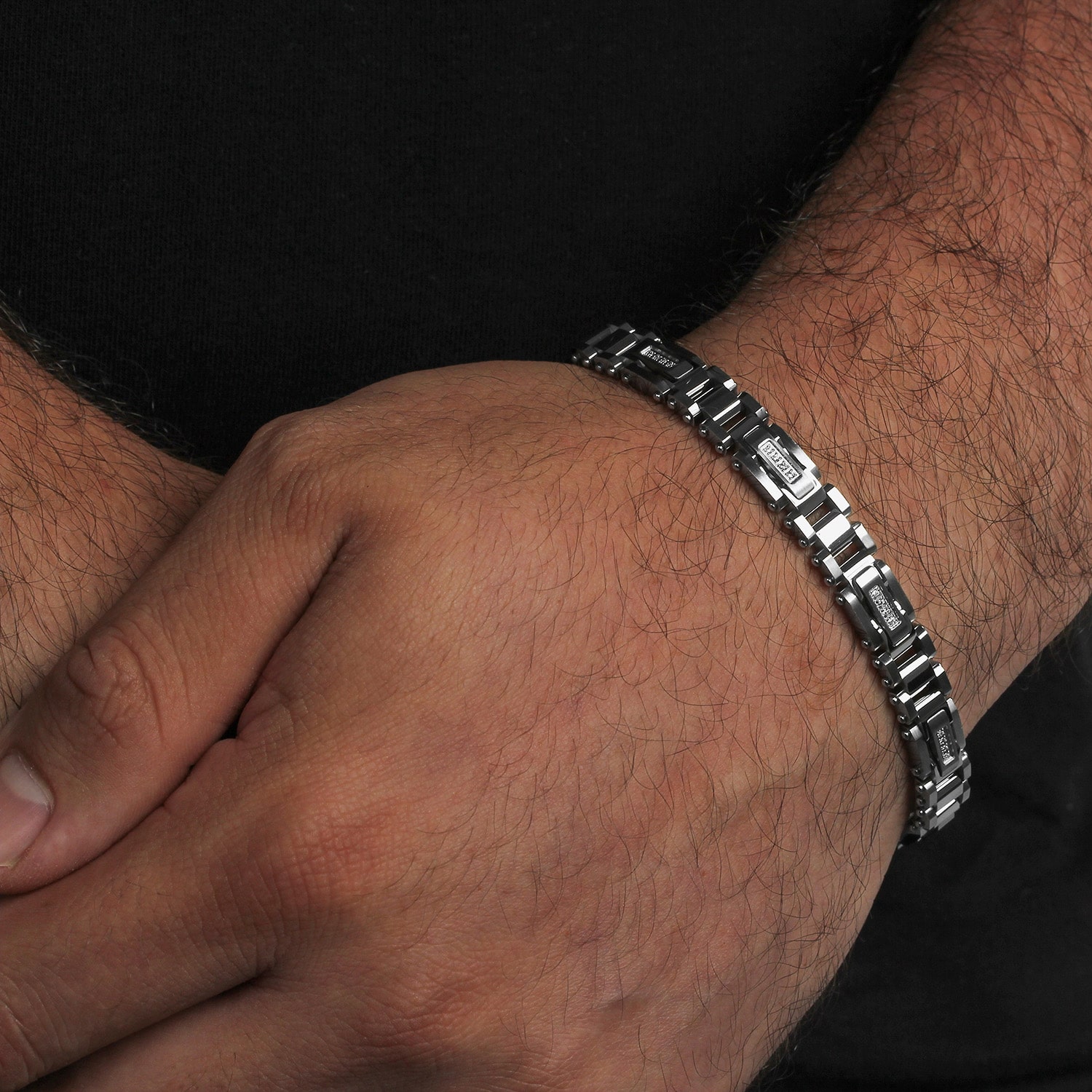 (H-I / I2-I3) Mens Stainless Steel Solid 8 3/4 Inch Link Bracelet
