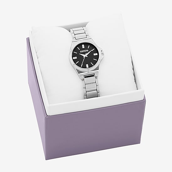 Geneva Geneva Ladies Womens Crystal Accent Silver Tone Bracelet Watch Fmdjm325