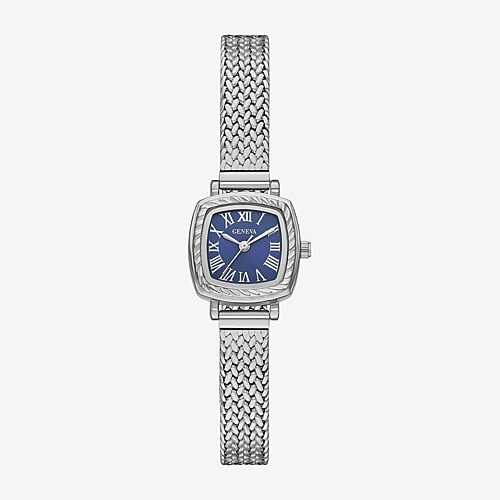 Geneva Ladies Womens Silver Tone Stainless Steel Bracelet Watch Fmdjm324 In White