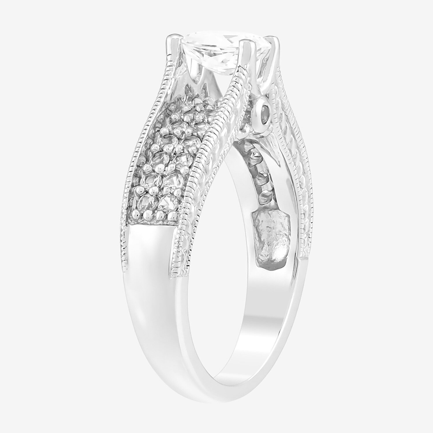Limited Quantities! Womens Lab Created White Sapphire Sterling Silver Oval Cocktail Ring