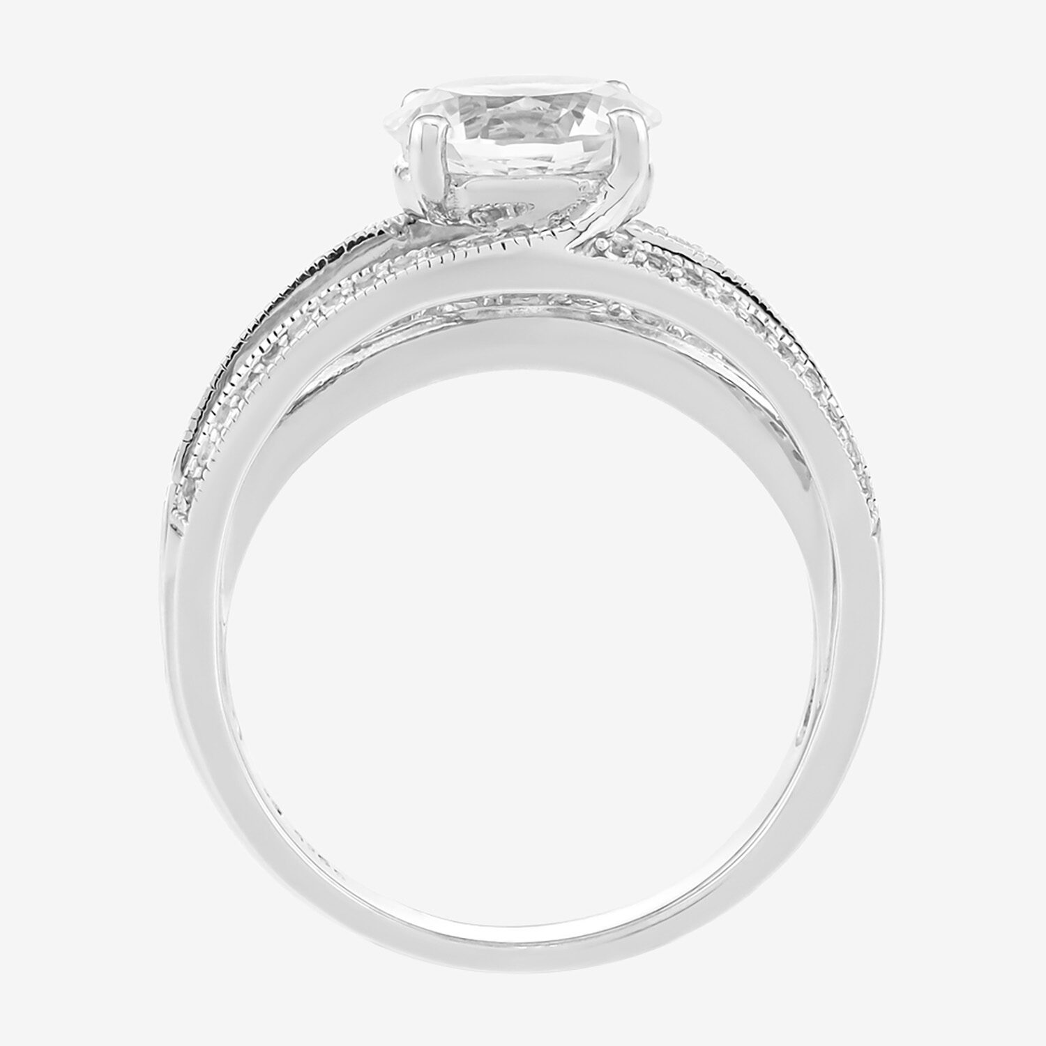 Limited Quantities! Womens Lab Created White Sapphire Sterling Silver Round Cocktail Ring