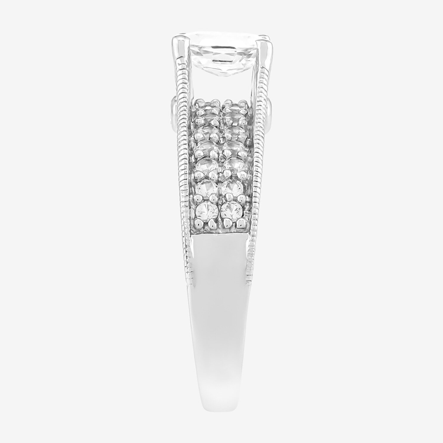 Limited Quantities! Womens Lab Created White Sapphire Sterling Silver Oval Cocktail Ring
