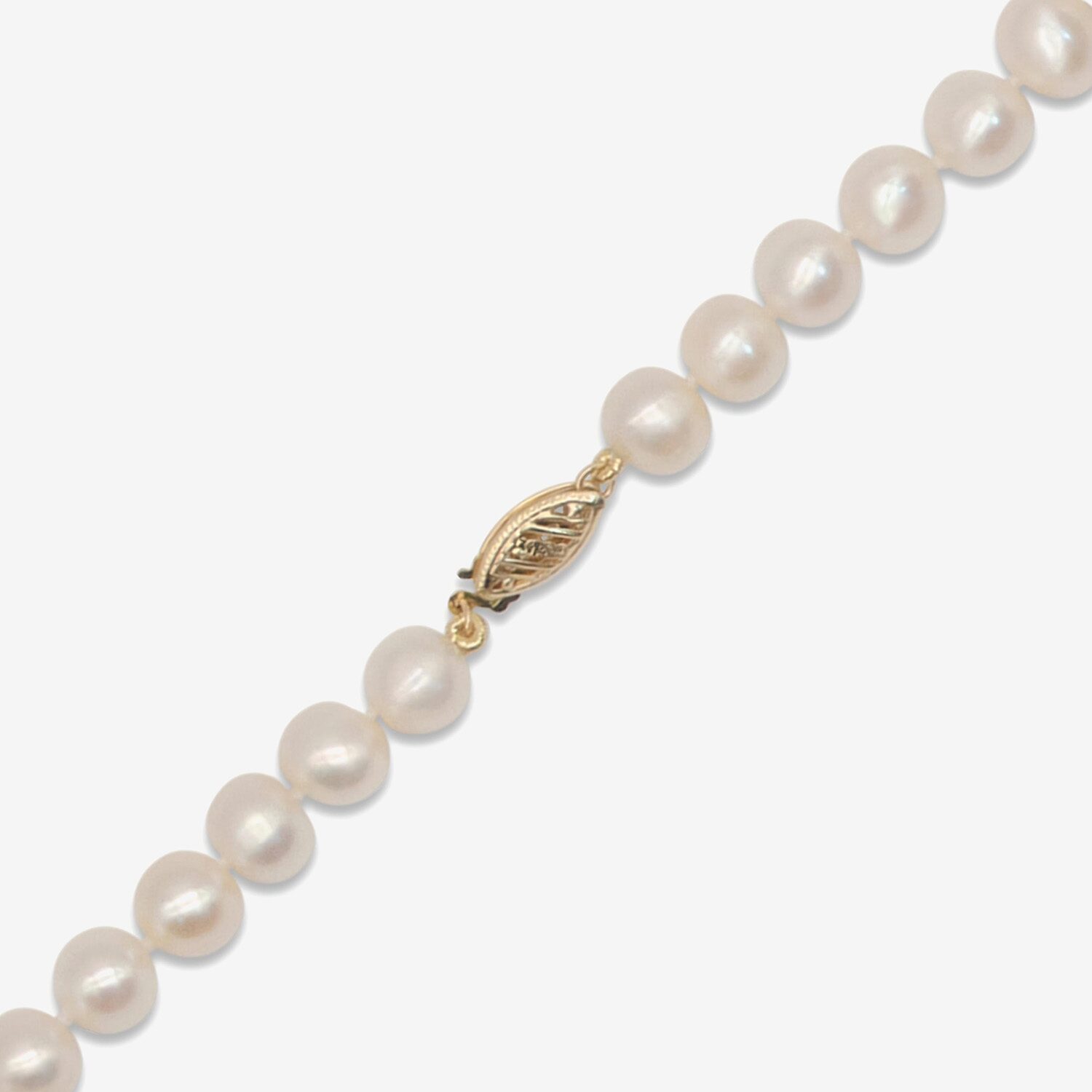 Womens White 10K Gold 24 Inch Strand Necklace
