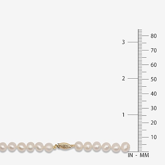Womens White 10K Gold 24 Inch Strand Necklace