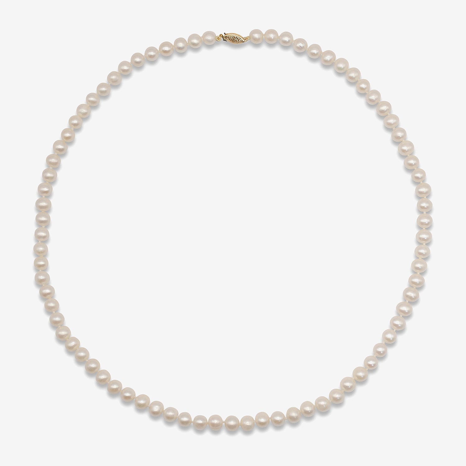 Womens White 10K Gold 24 Inch Strand Necklace