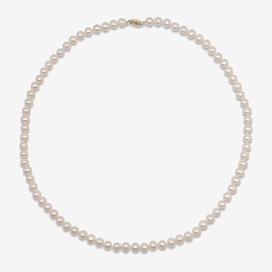 Womens White 10K Gold 24 Inch Strand Necklace