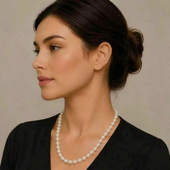 Womens White 10K Gold 24 Inch Strand Necklace