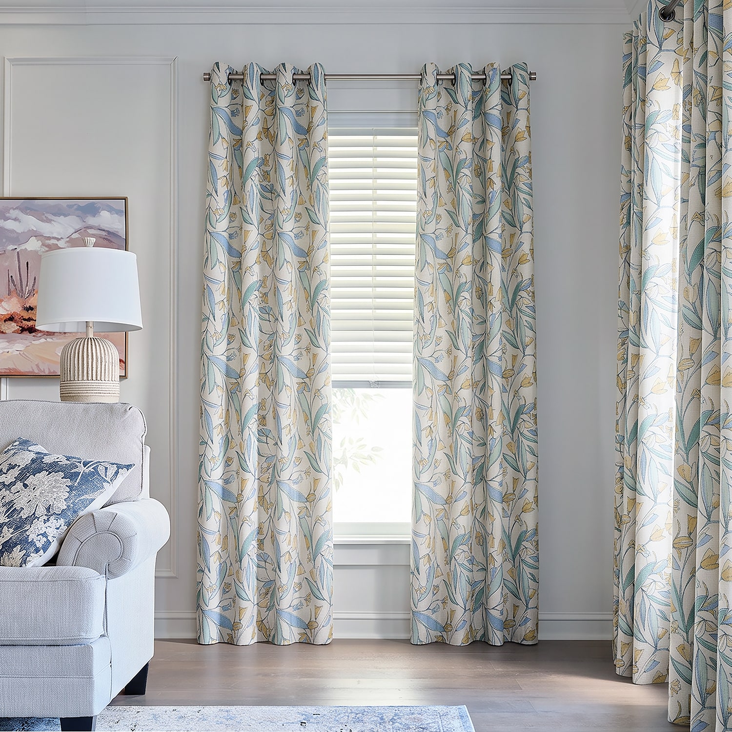 Home Expressions Dalton Floral Grommet Top 100% Blackout Single Curtain Panel