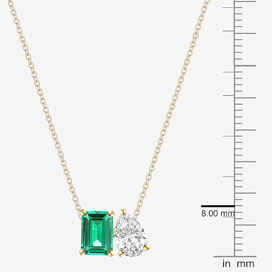 Womens Lab Created Gemstone 14K Gold Over Silver 18 Inch Pendant Necklace
