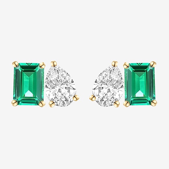 Lab Created Gemstone14K Gold Over Silver 7mm Stud Earrings