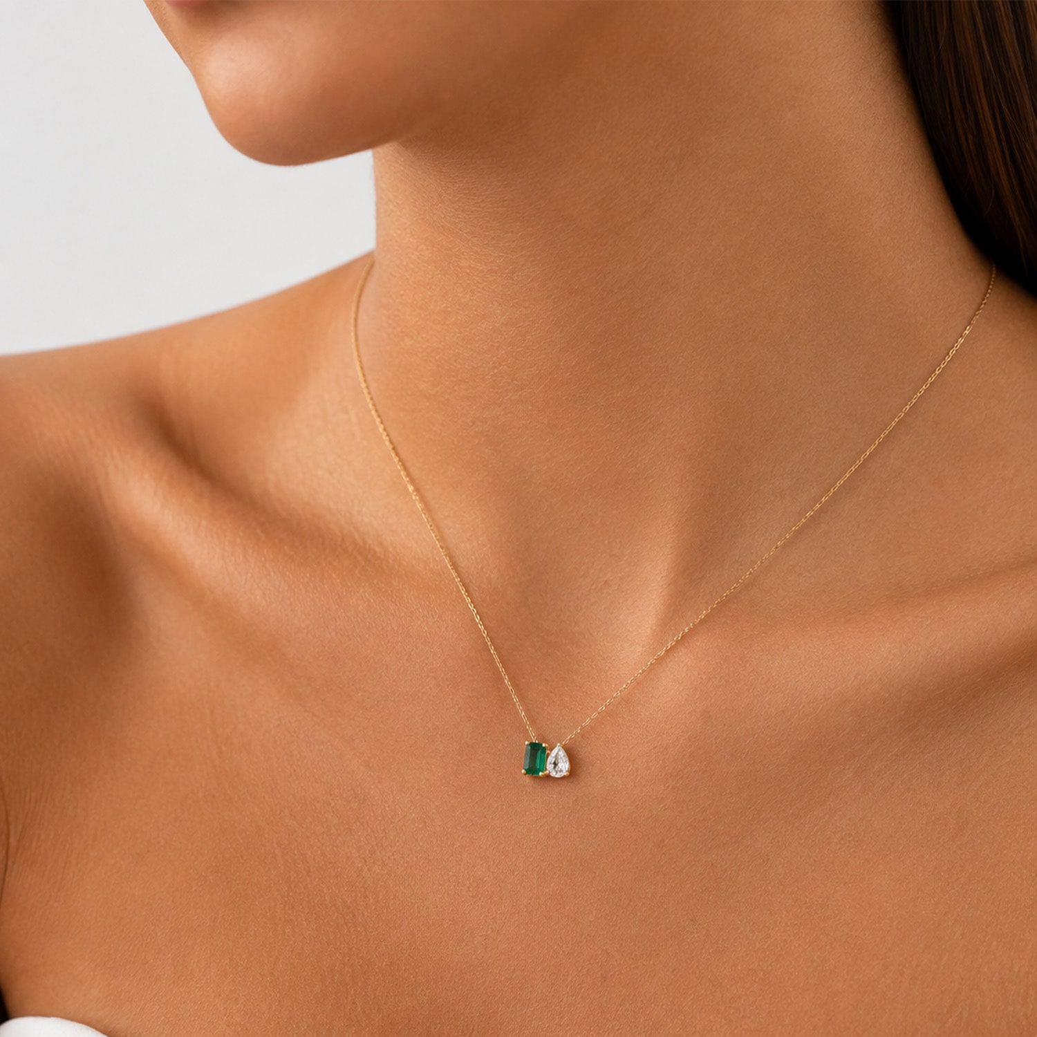 Womens Lab Created Green Emerald 14K Gold Over Silver 18 Inch Pendant Necklace