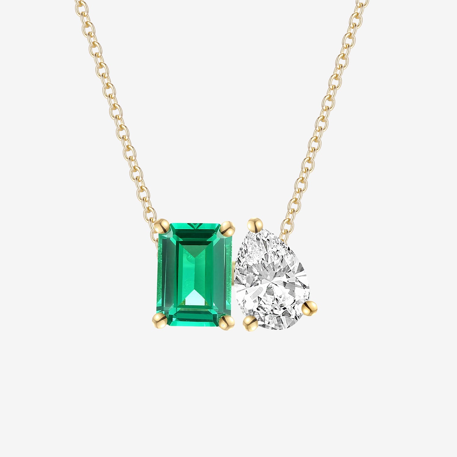 Womens Lab Created Green Emerald 14K Gold Over Silver 18 Inch Pendant Necklace