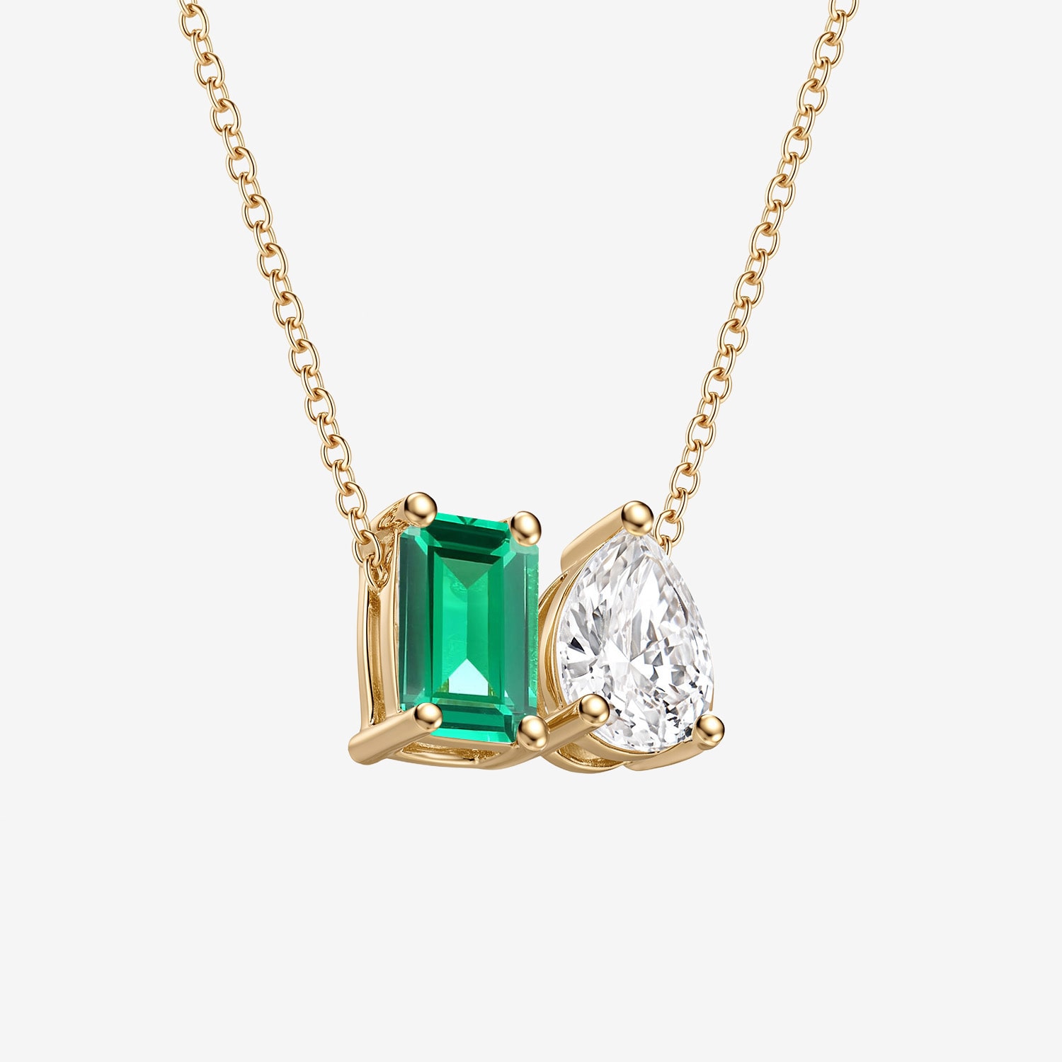 Womens Lab Created Green Emerald 14K Gold Over Silver 18 Inch Pendant Necklace
