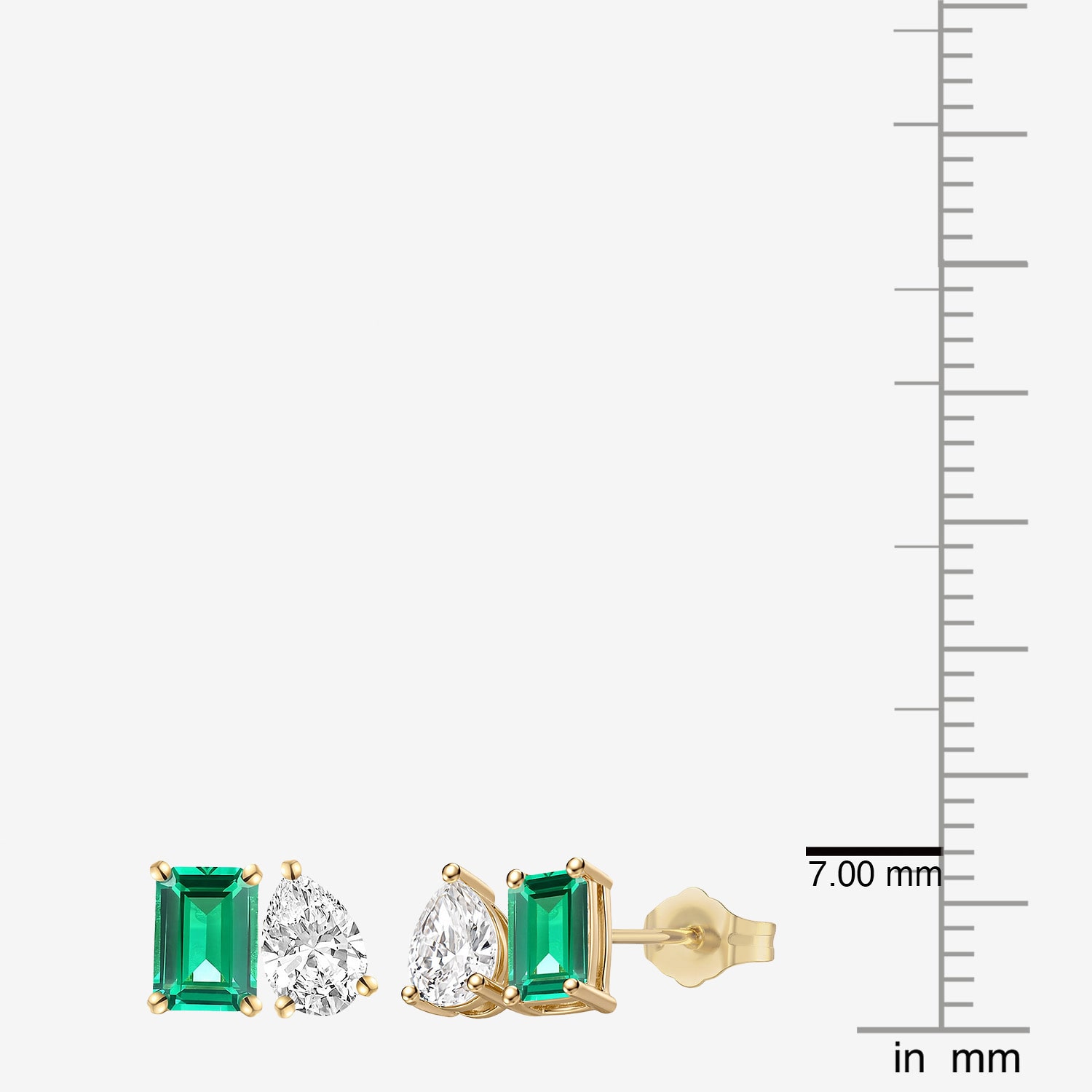 Lab Created Green Emerald 14K Gold Over Silver 7mm Stud Earrings