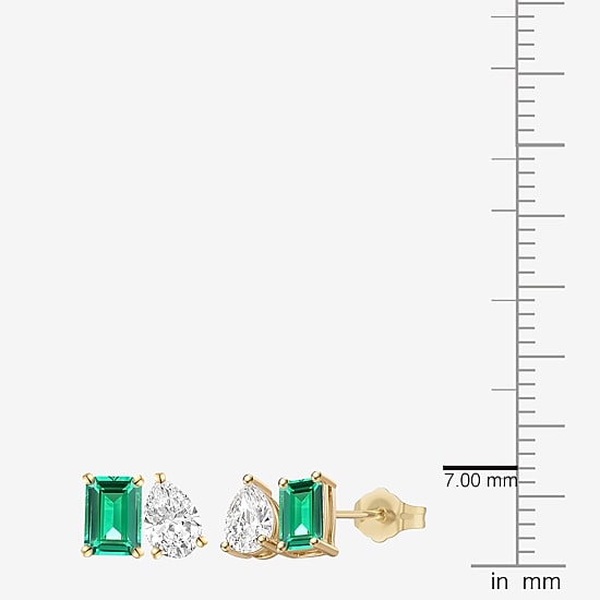 Lab Created Gemstone14K Gold Over Silver 7mm Stud Earrings