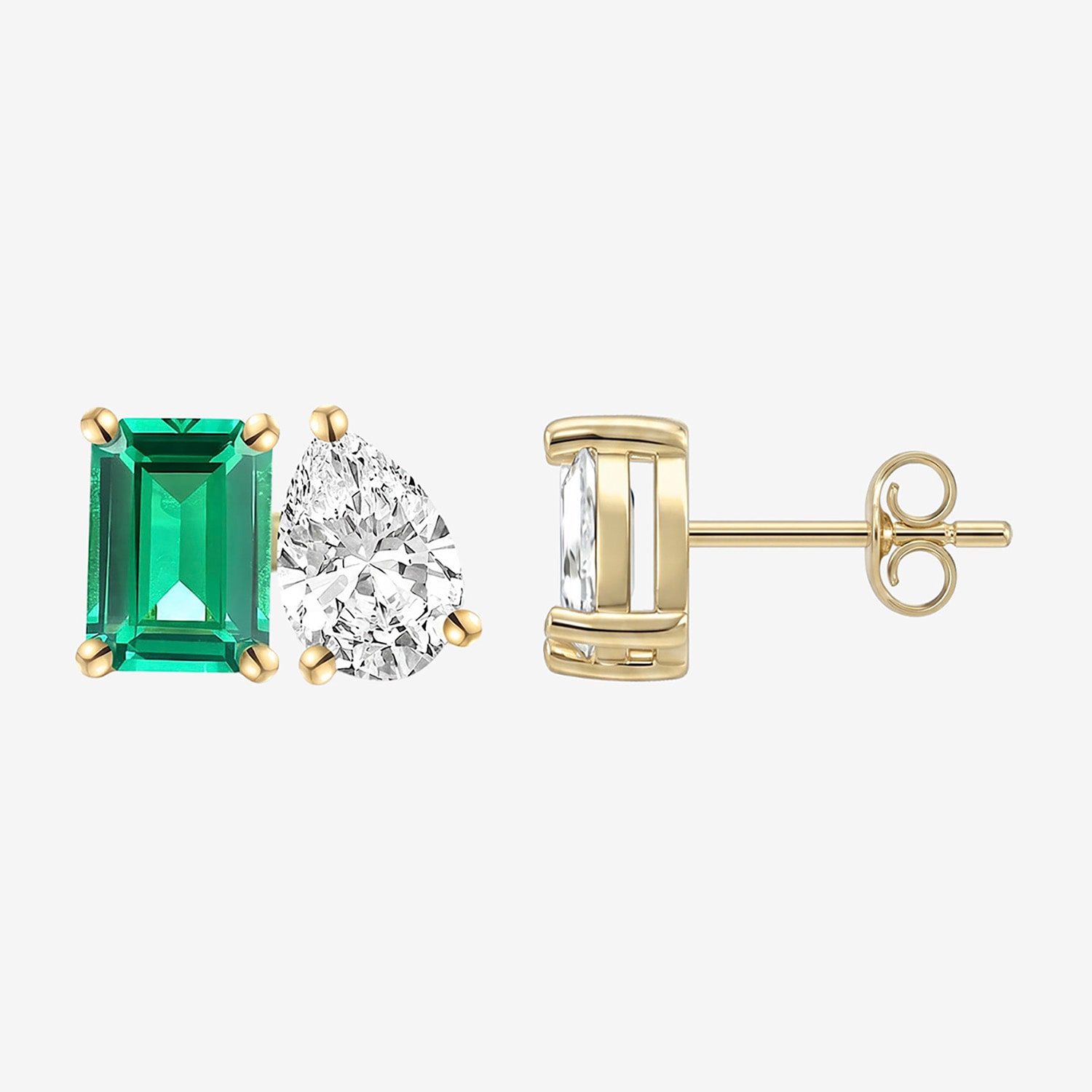 Lab Created Green Emerald 14K Gold Over Silver 7mm Stud Earrings