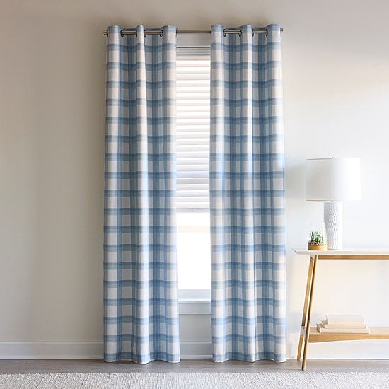 Home Expressions Dalton Gingham Grommet Top 100% Blackout Single Curtain Panel