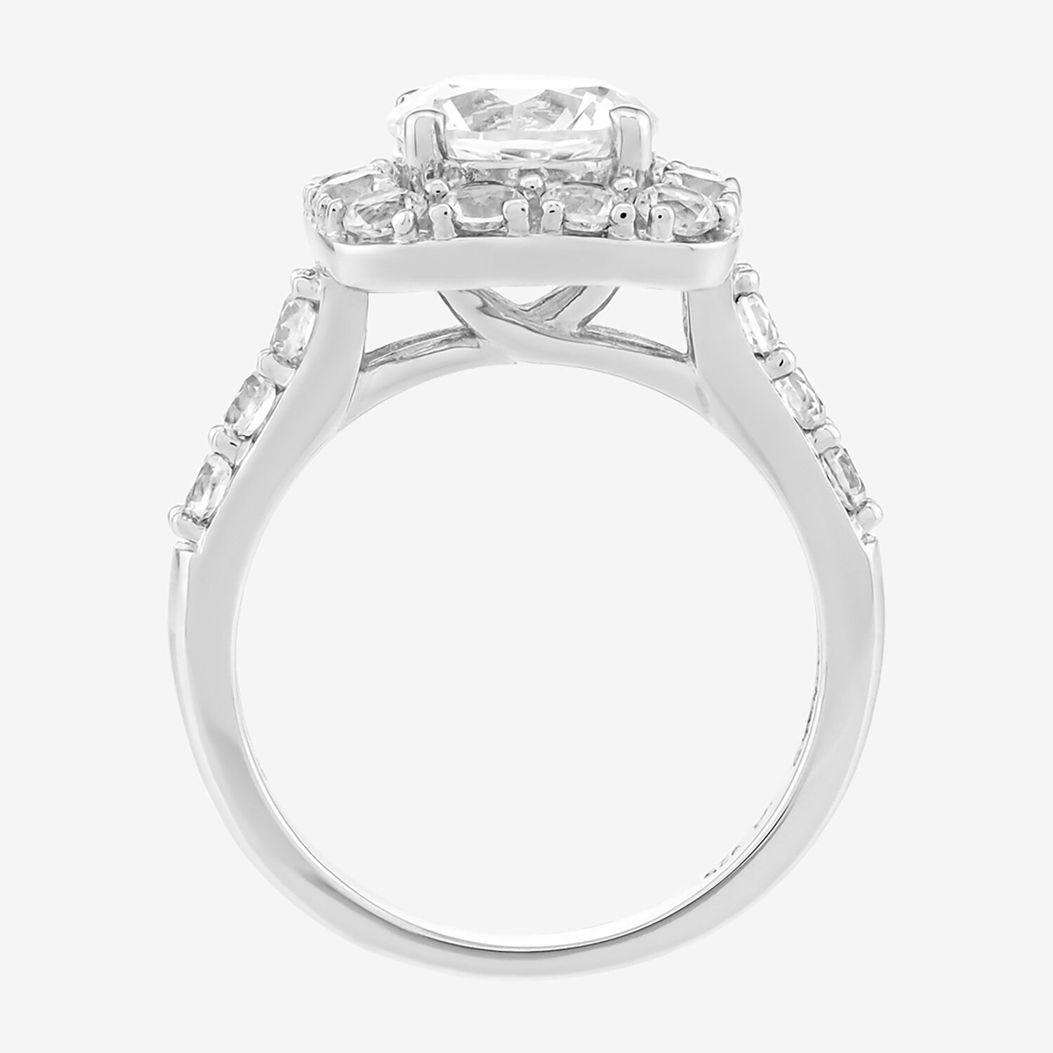 Limited Quantities! Womens Lab Created White Sapphire Sterling Silver Cushion Halo Cocktail Ring