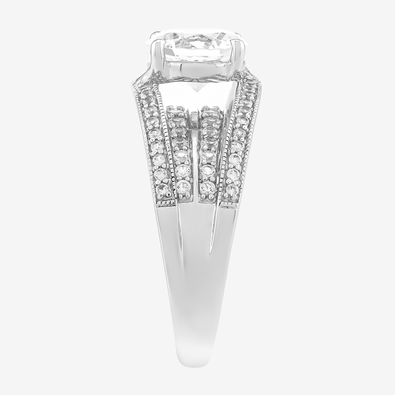 Limited Quantities! Womens Lab Created White Sapphire Sterling Silver Round Cocktail Ring